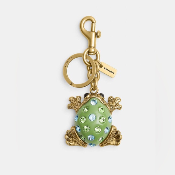 Coach Frog Bag Charm Keychain Green Crystal Resin Gold CBH11 NWT - Picture 1 of 4